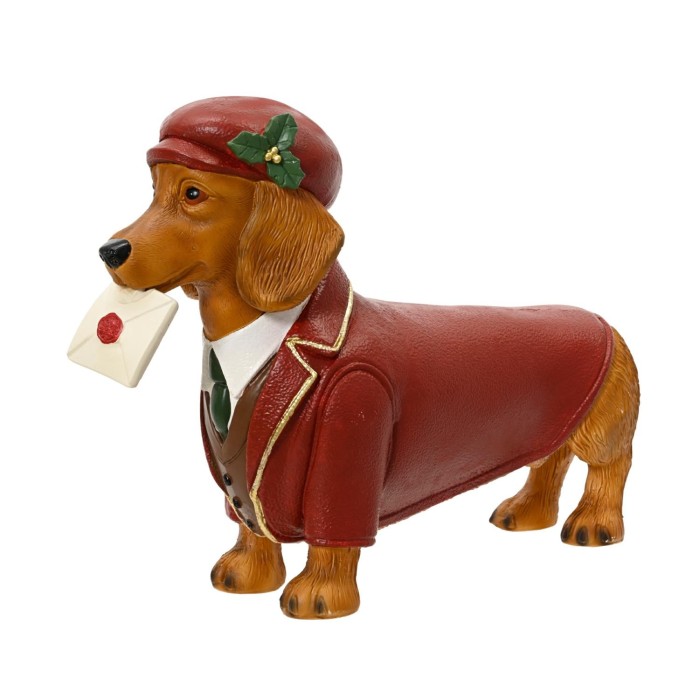 BASSOTTO VESTITO NATALE ROSSO H.33